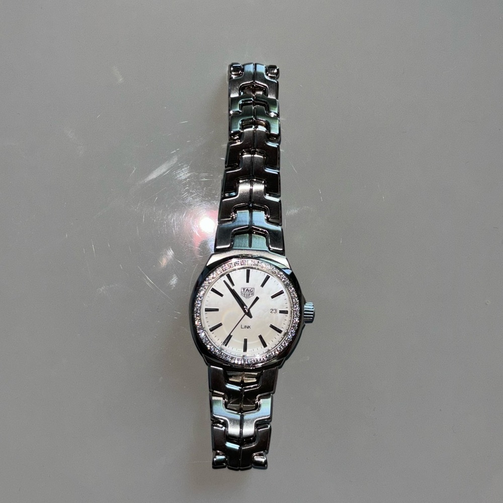 Authentic- Tag Heuer Watch, slightly used, Tag Heuer Link Date With Diamonds